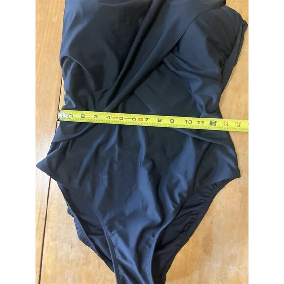 Shore Shapes Black TUMMY CONTROL TWIST BANDEAU One Piece Swimsuit SZ 16 - Picture 9 of 11